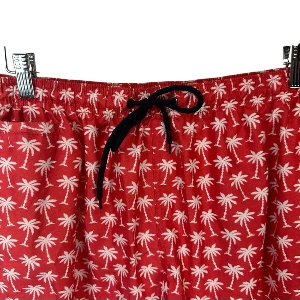 Trunks Red Palm Tree Print Swim Shorts Men’s Large Quick‑Dry Tropi‑Vacay Core